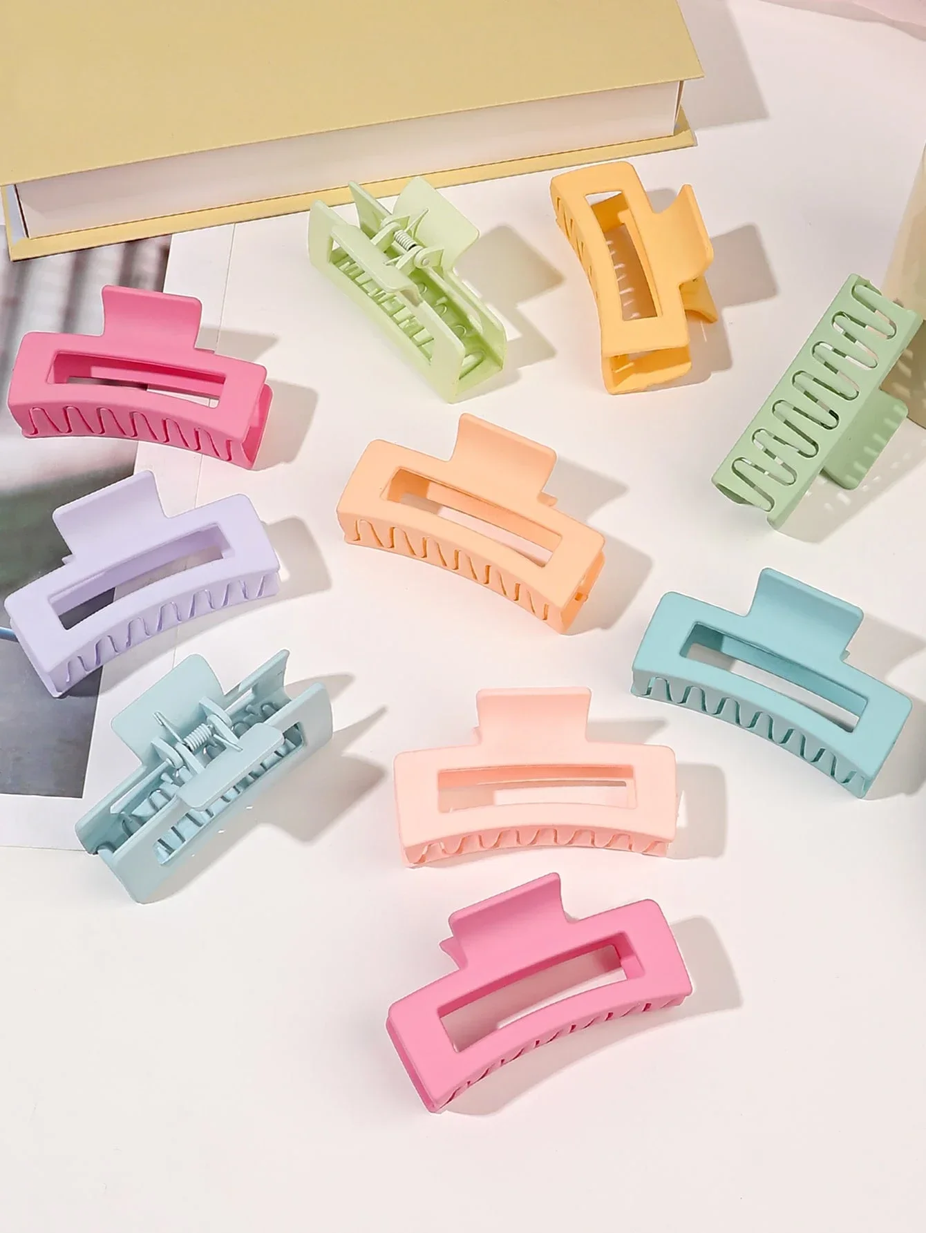 

10pcs Macaron Matte Square Hair Claw Clips For Women Dopamine Hair Accessories