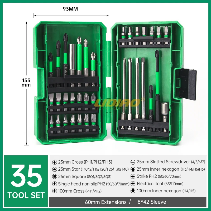Set di bit di perforazione del cacciavite da cacciavite da 35 pcs set di presa magnetica Bit esagonale set con kit di strumenti di riparazione multifunzione di archiviazione incluso