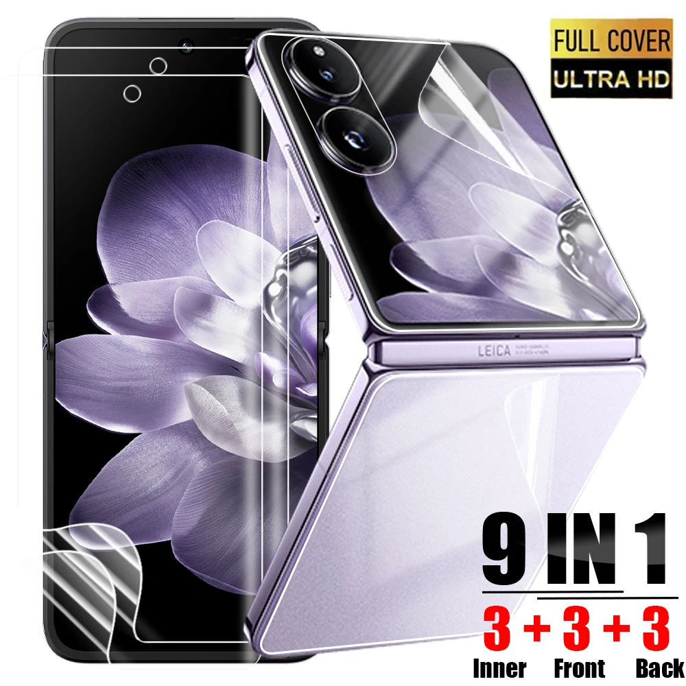 9in 1 Flexible TPU Screen Protectors for Xiaomi Mi Mix Flip Hydrogel Film Front Back Full Coverage Protective Cover Films