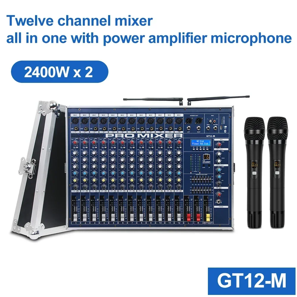 Biner D825 Professional 12 Channel Mixer With Power Amplifier Dual 15 Inch Sound Speaker System For Stage Performance