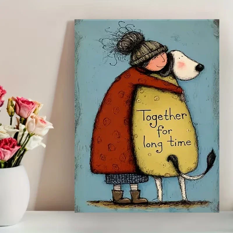 Multiple sizes 1pc frameless Canvas Painting,Sam Toft Together for Long Time Poster and Prints Canvas Painting Wall Art Pictures