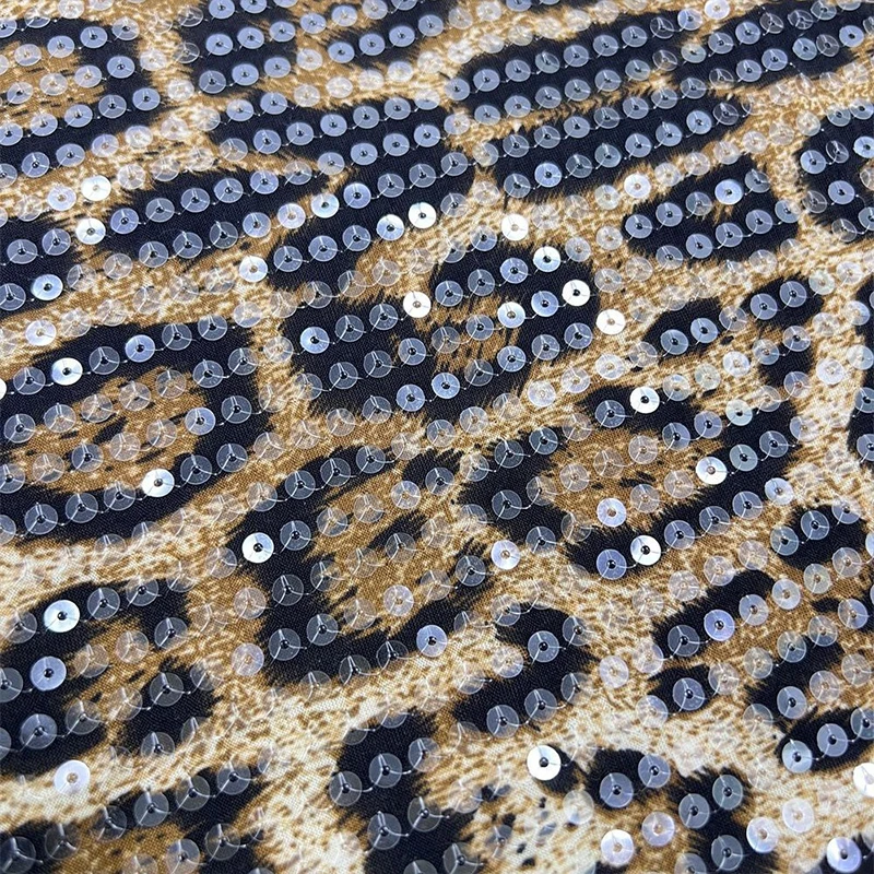 

1 Yards Sequin Leopard Print Fabric Transparent Sequin Embroidery Fabric Diy Sewing Evening Dress Garment Tablecloth Accessories