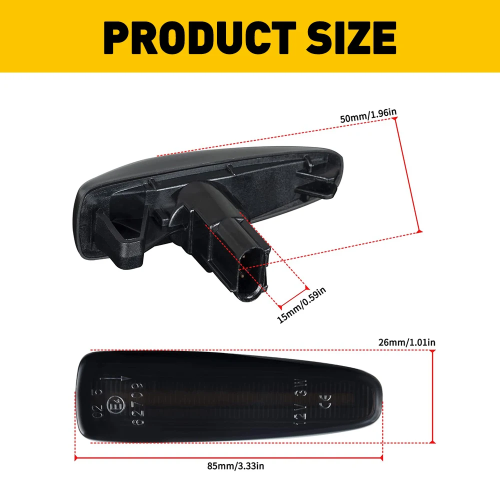 2PCS For Smoke LED Signal Front Fender Lights Blinker Fit Lancer 08-17 X EVO Mirage Outlander Amber Side Marker Turn Signal Lamp
