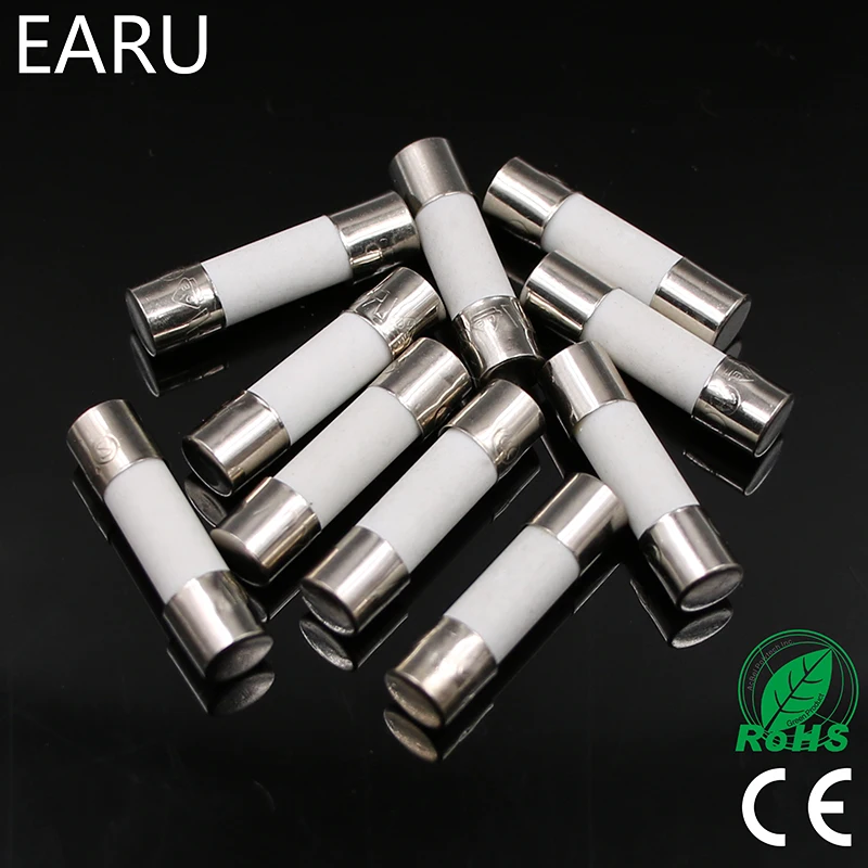 10pcs Ceramic Fuse 5mm x 20mm Quick fuse F 0.5A 1A 2A 3A 4A 5A 6A 8A 10A 13A 15A 16A 20A 30A 250V Car Cigar Microwave Oven