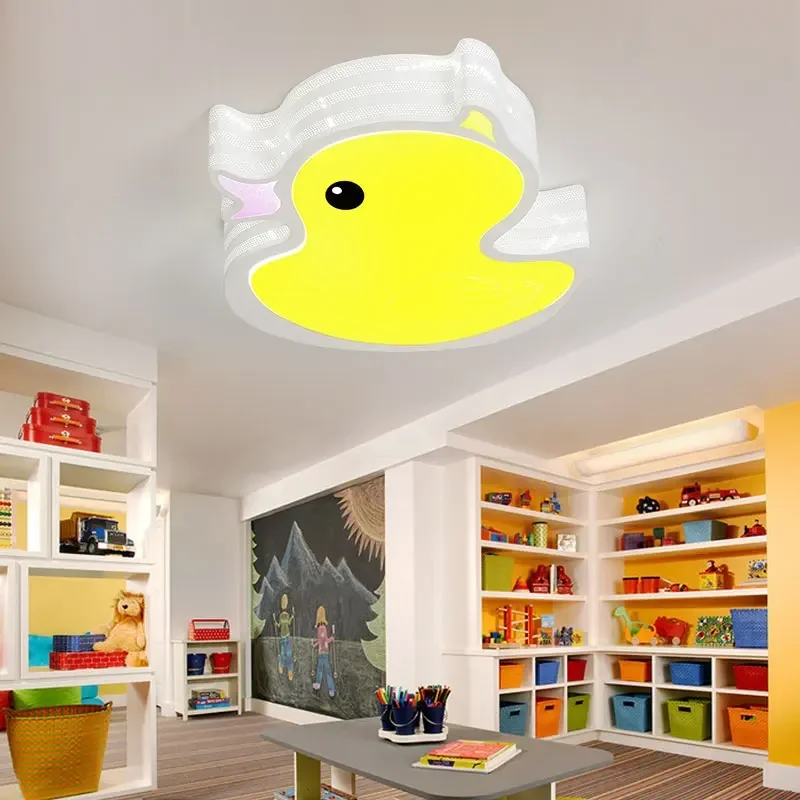 Ceiling Lights Kids Led Lighting  Lamp Modern Fixture Acrylic Shade Panel Indoor Duck Decoration Bedroom Children Room