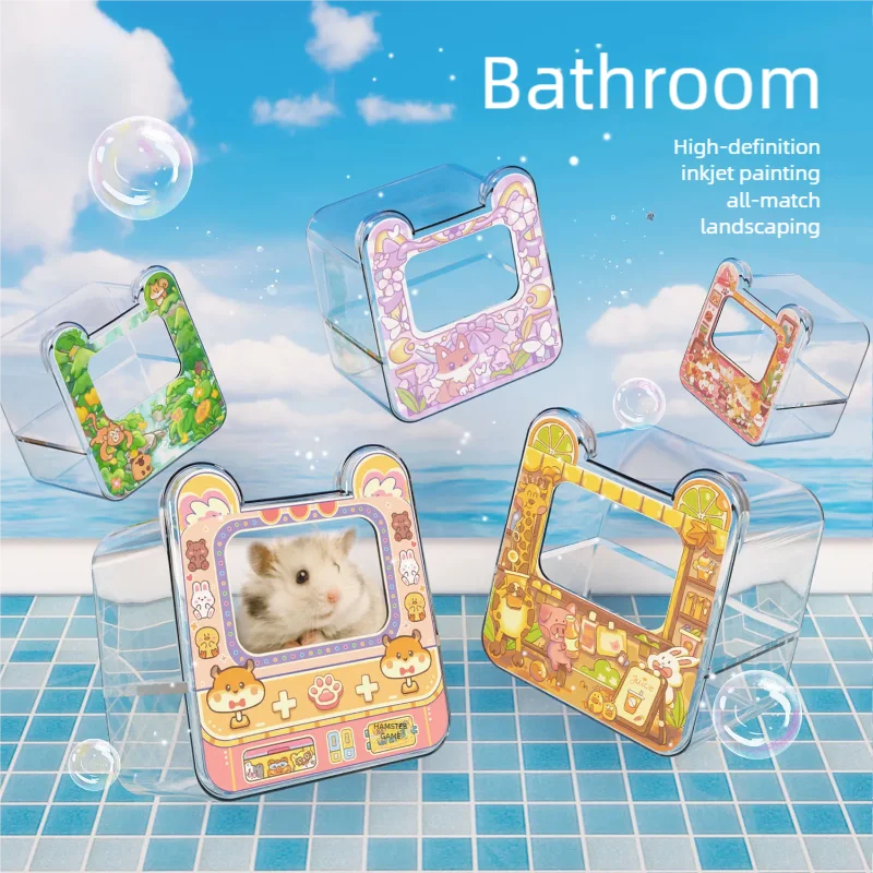 Hamster Bathroom Sinking Acrylic Excavator Box Fully Transparent Golden Bear Supplies Extra Large Toilet Bath Room Sand Basin