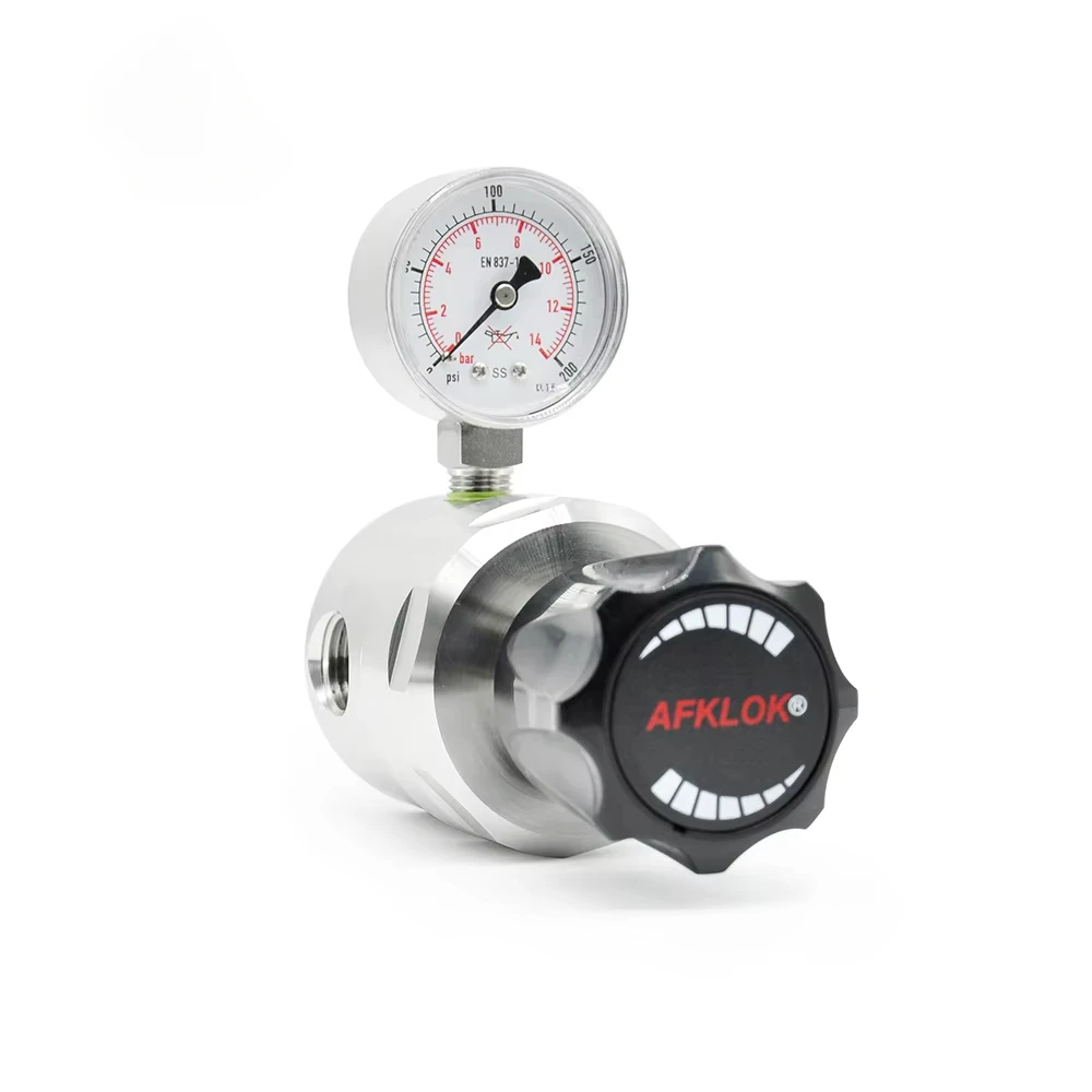 Air Ar NH3 HCL He H2 N2 O2 CO2 Gas Pressure Regulator Single Gauge Single Stage Stainless Steel 316 Pressure Regulator  200psi