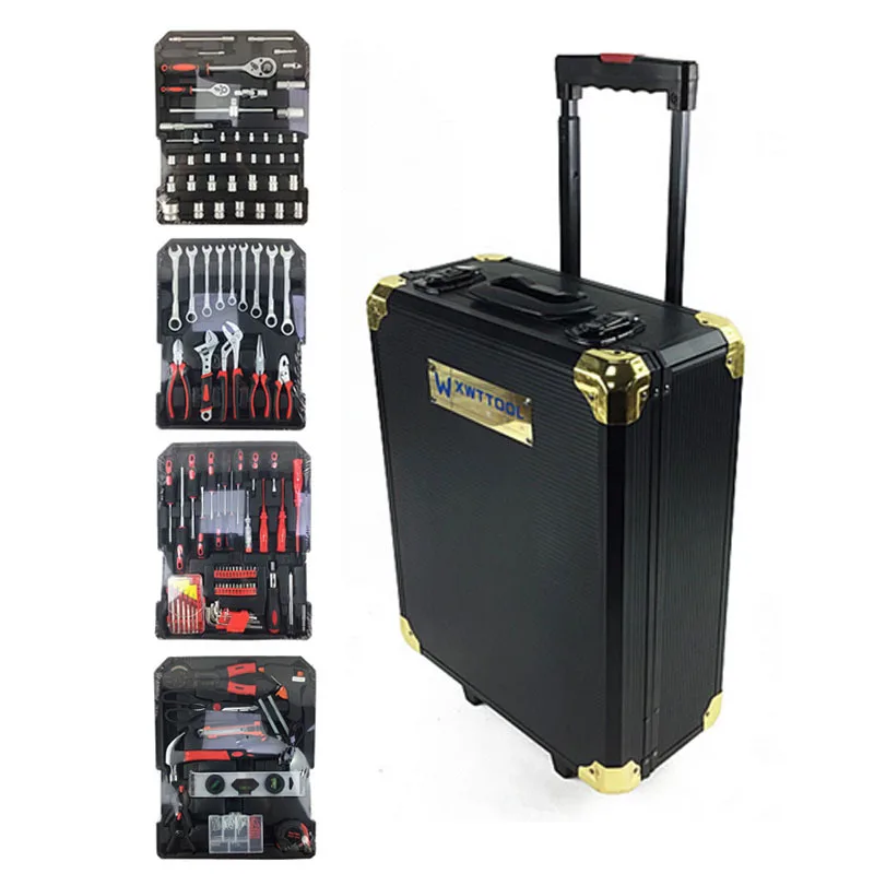 

186 aluminum box combined multifunctional tool set pull rod toolbox