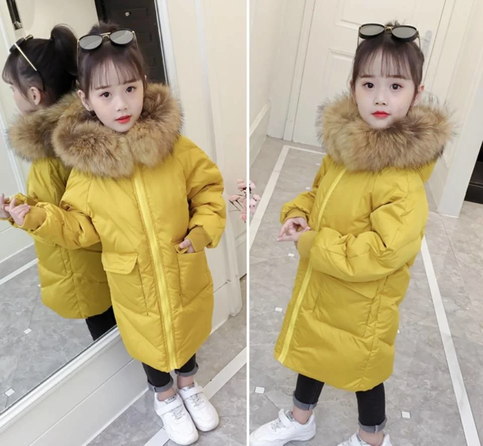 Hooded Parka Kids Baby Girls Down Coats Winter Children Jackets Fall Winter Toddler Girls Outerwear Red/Black/Yellow 3 Colors