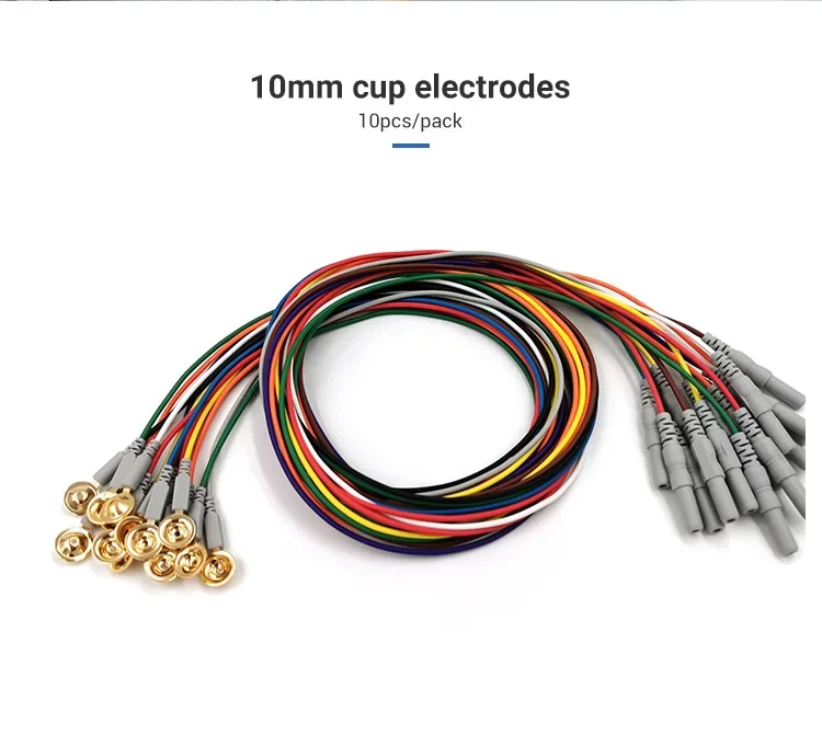 BESDATA-Accessoires d'électrode EEG électrocapuchons réutilisables, coupe en or, câble TPU avec fil de traction, prix d'usine, 1.5 m