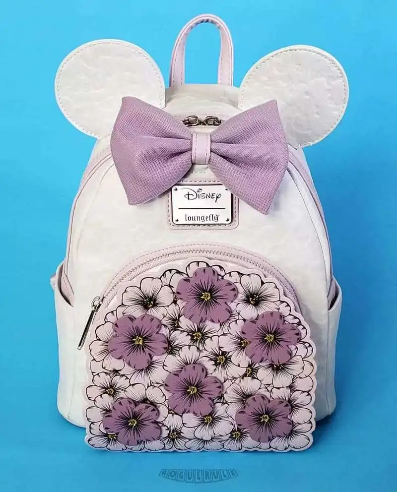 

Loungefly Disney Flower Minnie Adult Backpack Cartoon Shaped Bow Backpack Fashion Casual Cute Schoolbag Children'S Birthday Gift