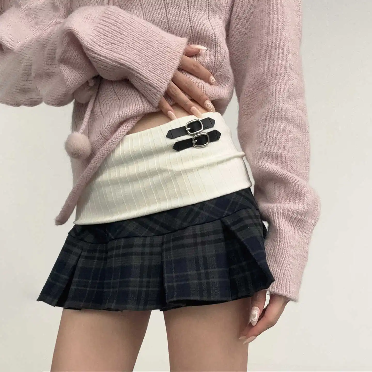 تنانير نسائية صغيرة منقوشة بطيات 2000s نمط Preppy الجمالي موري فتاة كورية على شكل حرف a تصميم حفلات عالية الشارع باليه كور جديد #3