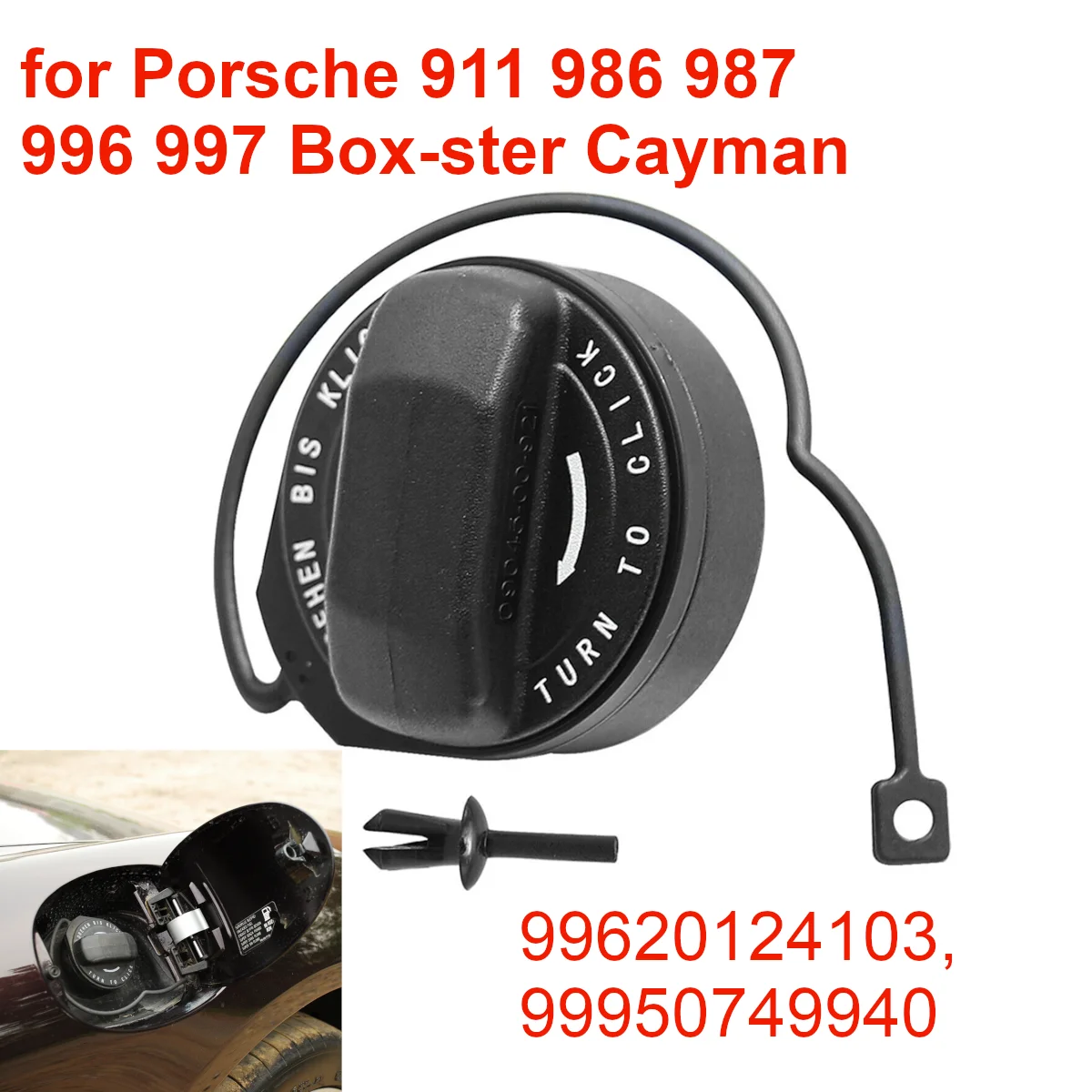 Cubierta de llenado de combustible de coche, tapa de tanque de aceite y Gas 99950749940 para Porsche 911, 986, 987, 996, 997, Box-ster Cayman 99620124103