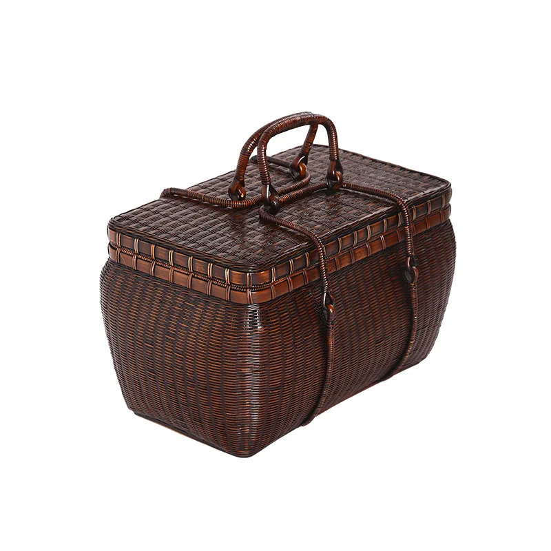 Tea box to make old suitcase bamboo weaving travel storage handmade fine weaving tea man fragrant cloud yarn