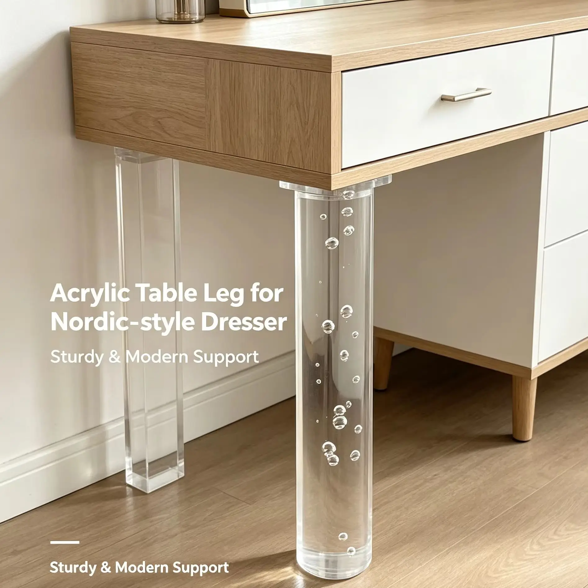 1pc Clear Acrylic Table Legs Modern Simple Coffee Table Legs, Vanity Support Feet, Cylindrical High Transparency Bar Legs