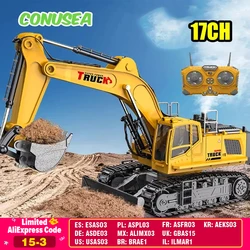Rc Excavator Cars Trucks Alloy Bucket 17Channel Dumper Spray Truck 1/18 Simulation Engineering Electric Vehicles for Kids Boys