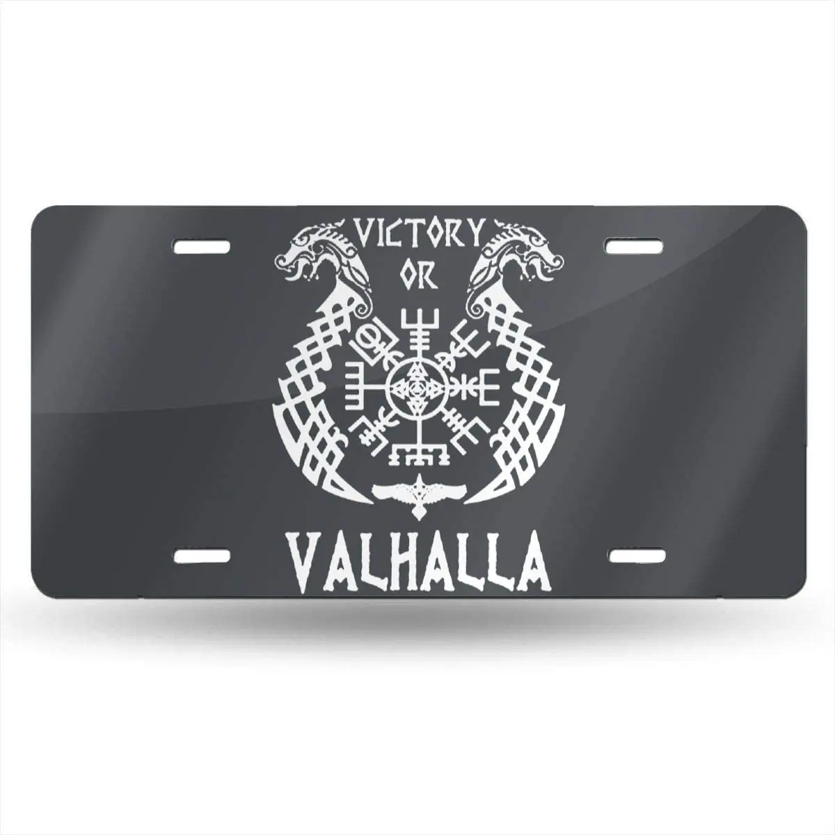 Wisesign Wall Door Decor Back Design Victory Or Valhalla Viking Vintage License Plates for Car Decoration Metal Sign 15x30cm