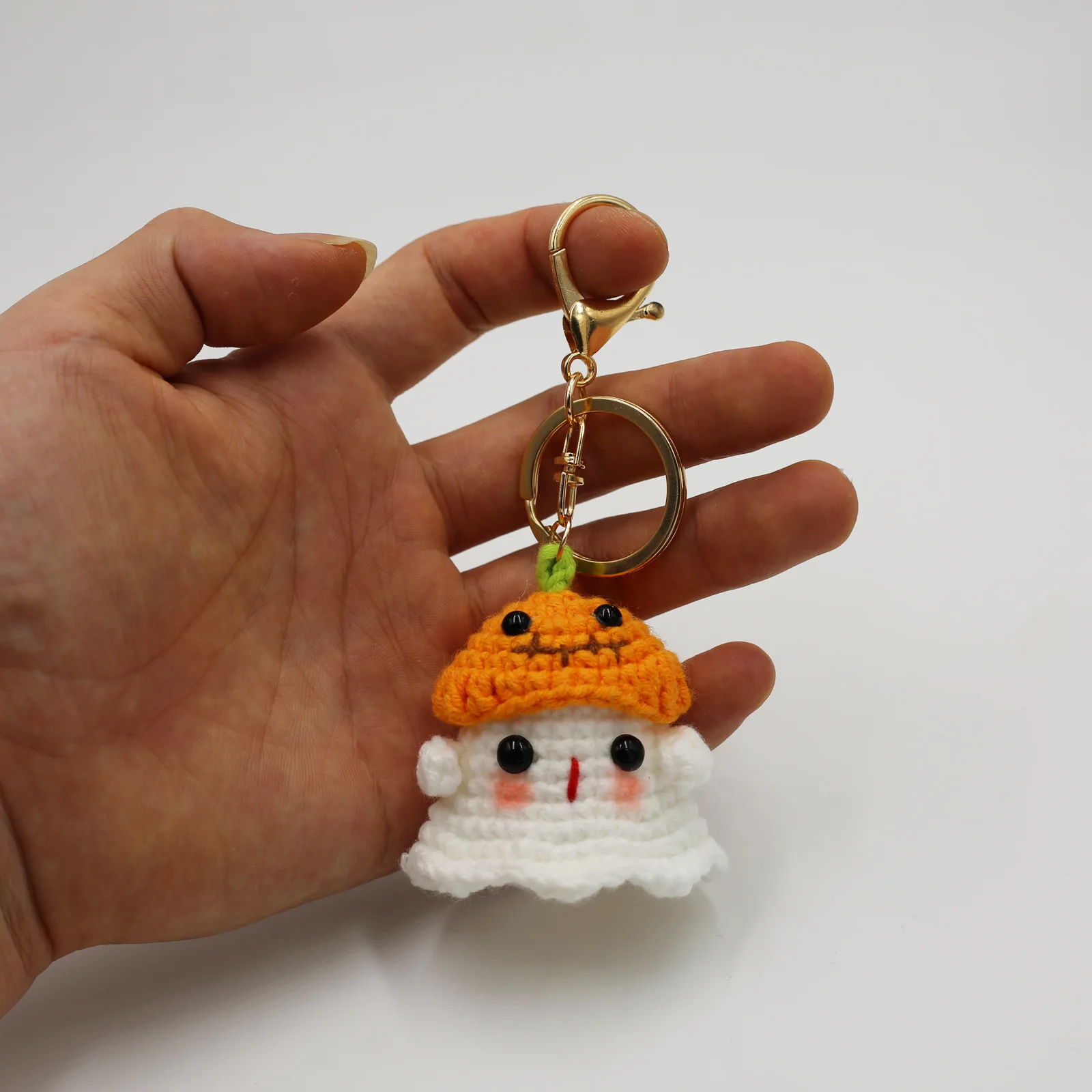 Funny Pumpkin Ghost Keychain Pendant Halloween Decoration Mini Handmade Knitting Ghost Ornament Crochet Doll Home Party Gifts