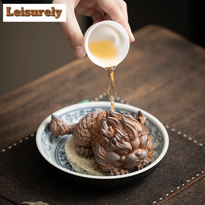 قديم روك الطين لطيف فورتشن كيلين الشاي الحيوانات الأليفة خمر الزهرية المناظر الطبيعية الشاي تمثال اللعب الشاي تمثال الحلي لوازم الحرفية