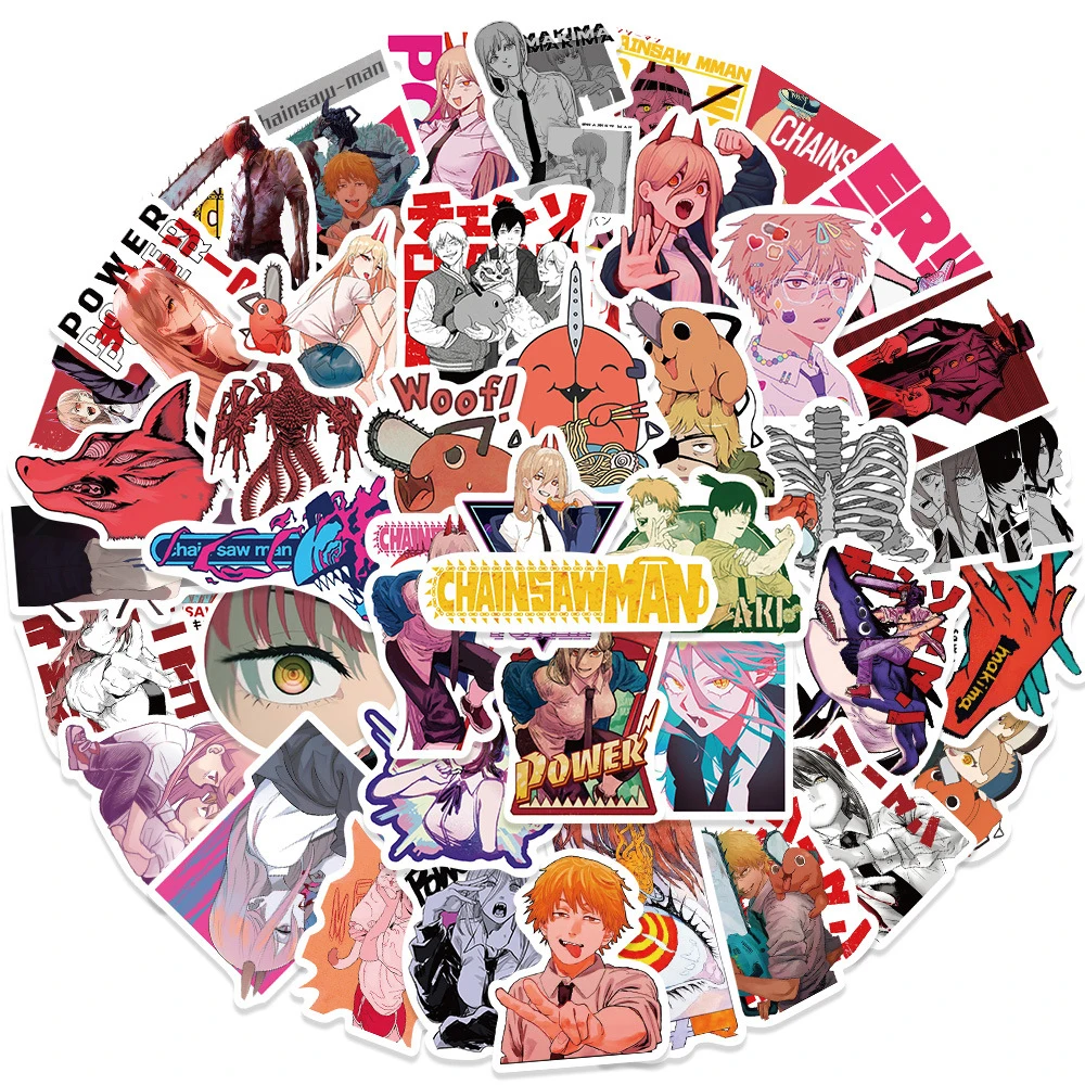 10/30/50pcs Denji Chainsaw Man Anime Stickers Makima Pochita Cartoon Sticker Bike Suitcase Laptop Skateboard Cool Decal Kid Toys