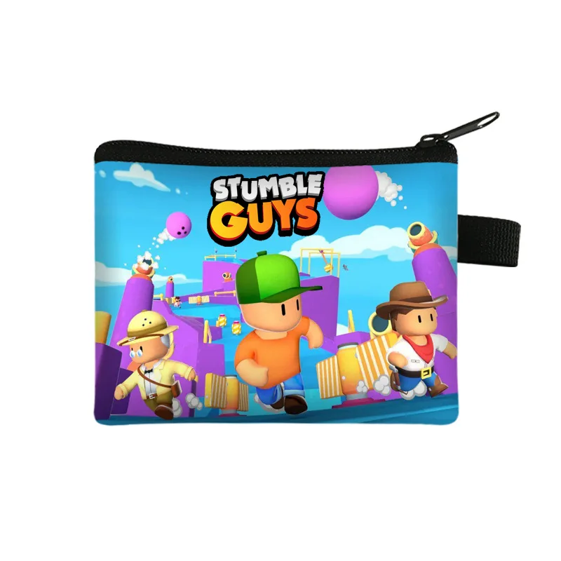 Stumble Guys Coin Purse para crianças, Carteira pequena dos desenhos animados portáteis, Chave da moeda, Saco de armazenamento de poliéster, Presente de brinquedos infantis, Novo