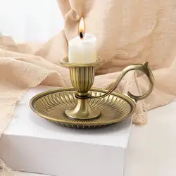 1PC European style church home villa handicraft candle ornaments zinc alloy household hand-held candle holder