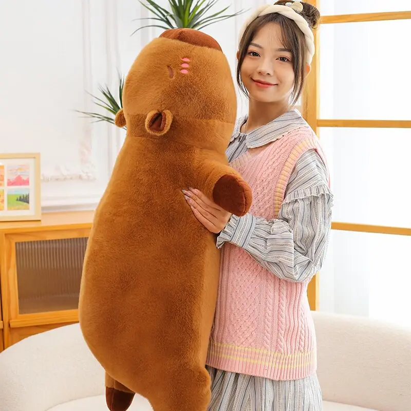 Cute Kawaii Capybara Plush Stuffed Doll, Fluffy Long Soft Sleeping Pillow Sofa Cushion, Nap Toy Gift for School & Christmas