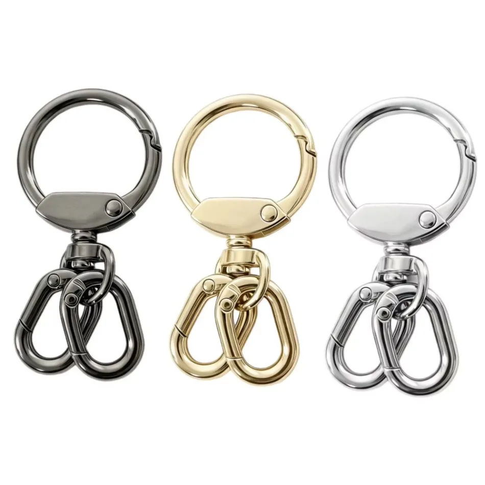 2-50 Pcs Round Spring Snap Carabiner Clip O Rings Swivel Trigger Hook Metal Clasps Keychain for Handbag Lanyards accessories