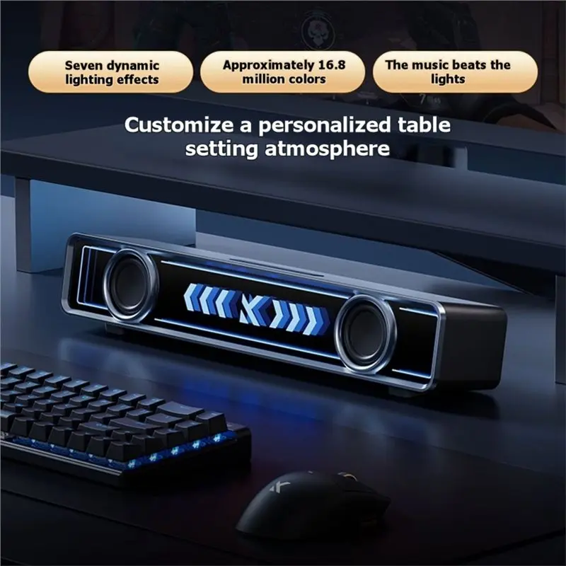 PHILE-Colorful RGB Desktop Computer Speaker Wired USB Bluetooth Speaker For Gaming Home Audio Power Amplifier