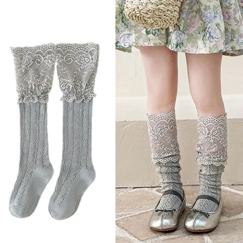 

Lace Embroidered Mesh Toddler Socks Soft Stretchy Design For Spring Summer Fall A2UB
