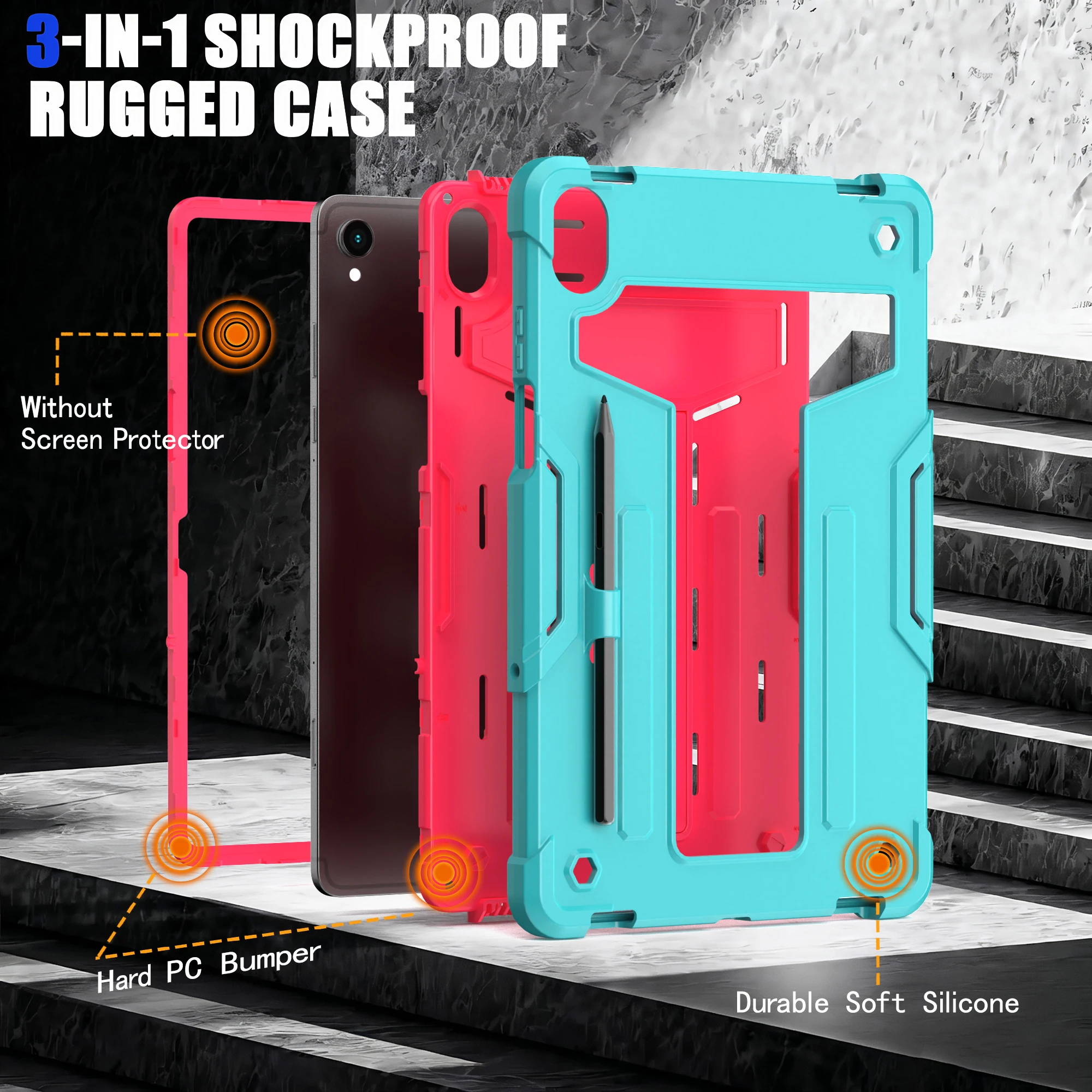 

Встроенный чехол-подставка для Samsung Galaxy Tab S11 2025 11,0 дюймов SM-X730 X736B, гибридный бронированный чехол, 3 слоя, защита от ударов