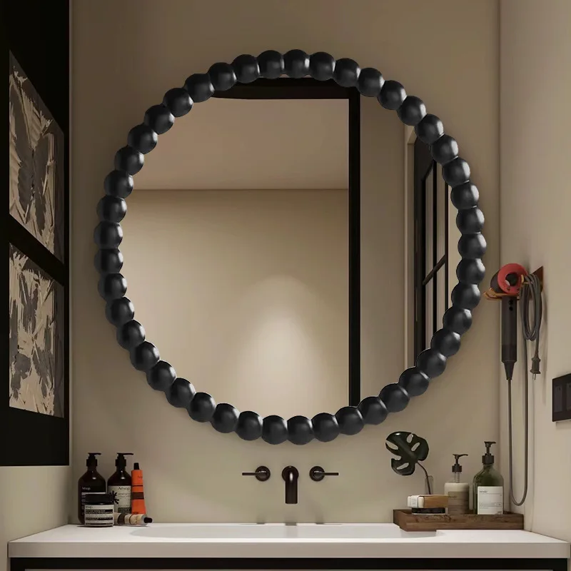 مرآة مستديرة من العصور الوسطى، مرآة حمام كلاسيكية، ديكور جدار سطح المكتب، خلفية المطعم، معلقة على الحائط #4