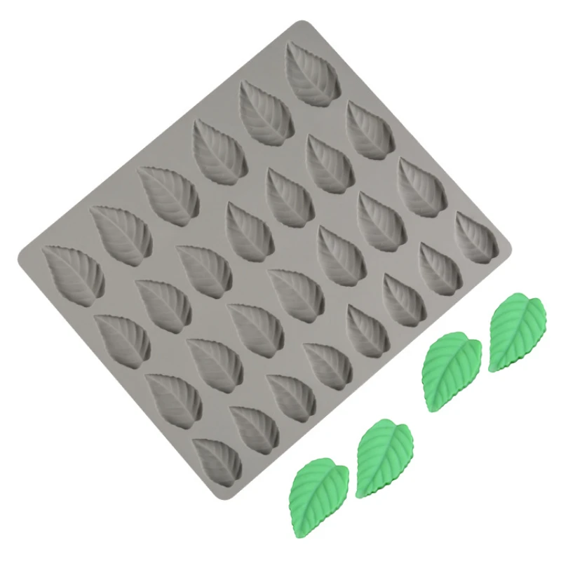 28 캐비티 리프 실리콘 초콜릿 금형, DIY 식물 캔디 비스킷, 아이스 큐브 베이킹 금형, 케이크 장식, 파티 간식 만들기 도구 선물 