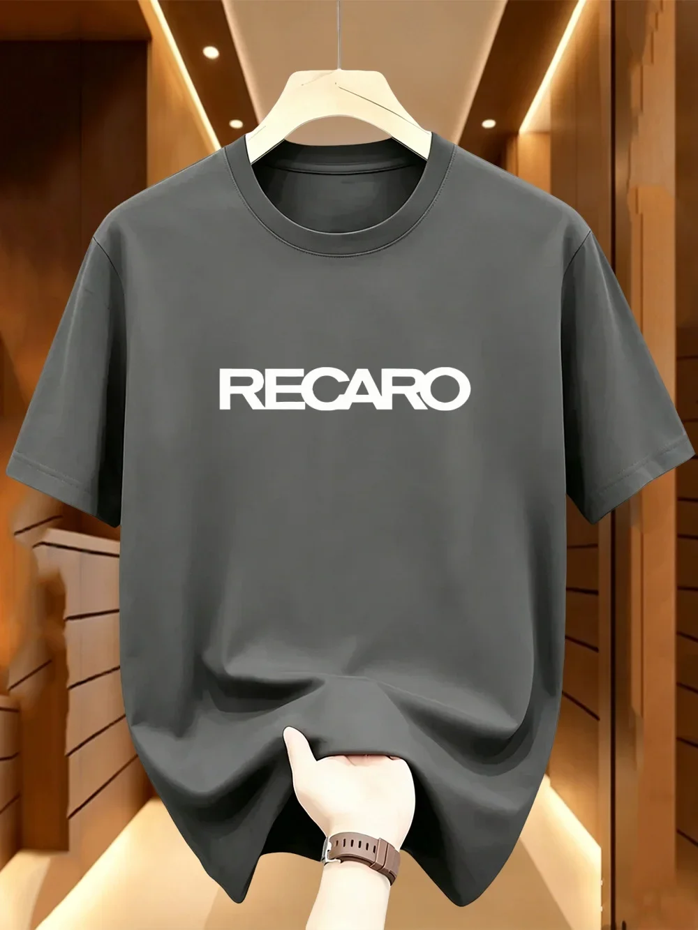 High Quality Recaro Airplane Seat Pattern Neutral Fashion Casual Short Sleeved T-shirt Summer Harajuku Street Style Men's Top