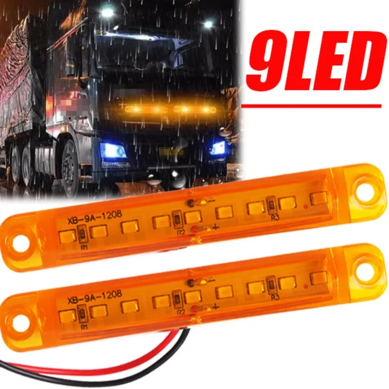 9 LED Waterproof Side Warning Light Multicolor Truck Trailer Bus Van Lorry Width Lamp Signal Marker Bulb Lamp 12V-24V