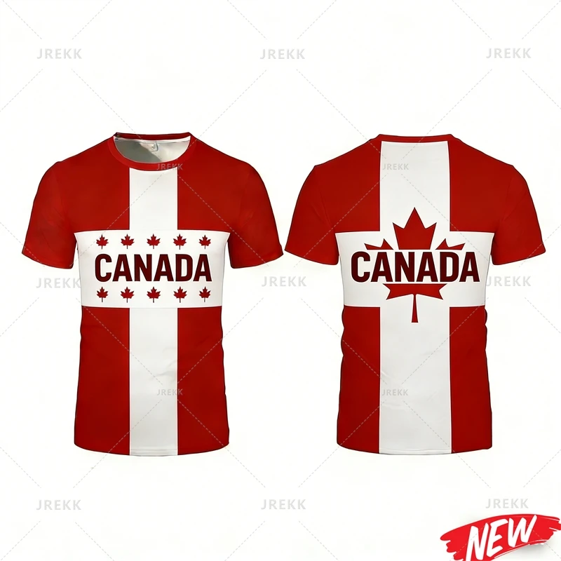 Canada Flag Pattern Men's T-shirt New 3d Printing Maple Leaf