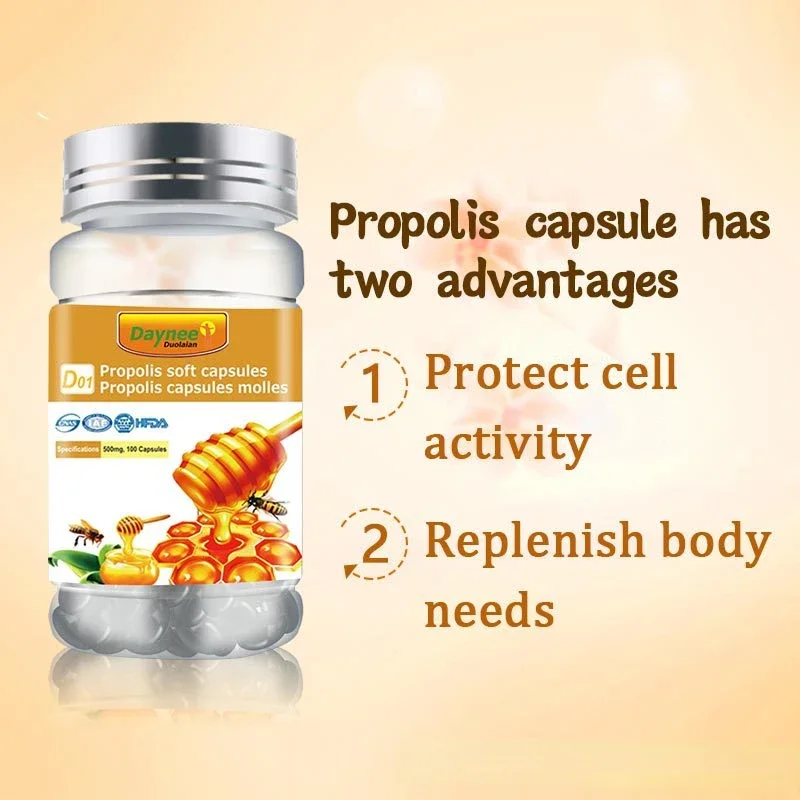 

Pure natural propolis soft capsule strengthens immunity, regulates endocrine and dietary supplement.