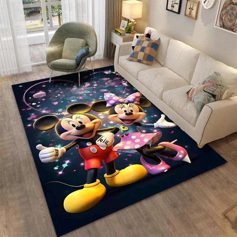 Disney Mickey Minnie 3D Printed Fashion Area Rug Carpet for Living Room Cartoon Children\'s Bedroom Sofa Floor Rug Christmas Gift