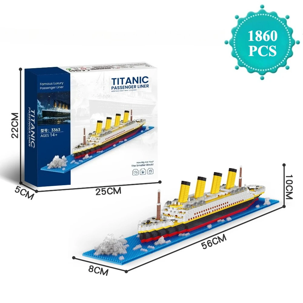 Luxe Titanic Cruiseschip Bouwstenen Monteer Model Boot Bakstenen Collectie Bouwspeelgoed voor Verjaardagscadeau voor kinderen
