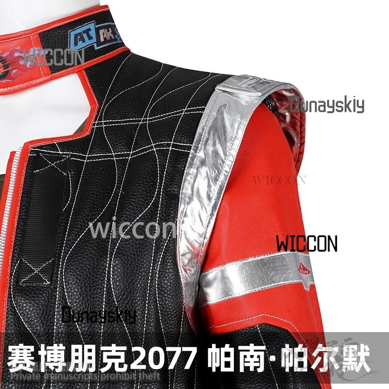 لعبة بانام بالمر كوسبلاي أنيمي سترات من الجلد باللونين الأحمر والأسود فاسق Y2K بنات موضة موحدة حزام شعر مستعار لحفلة الهالوين حسب الطلب