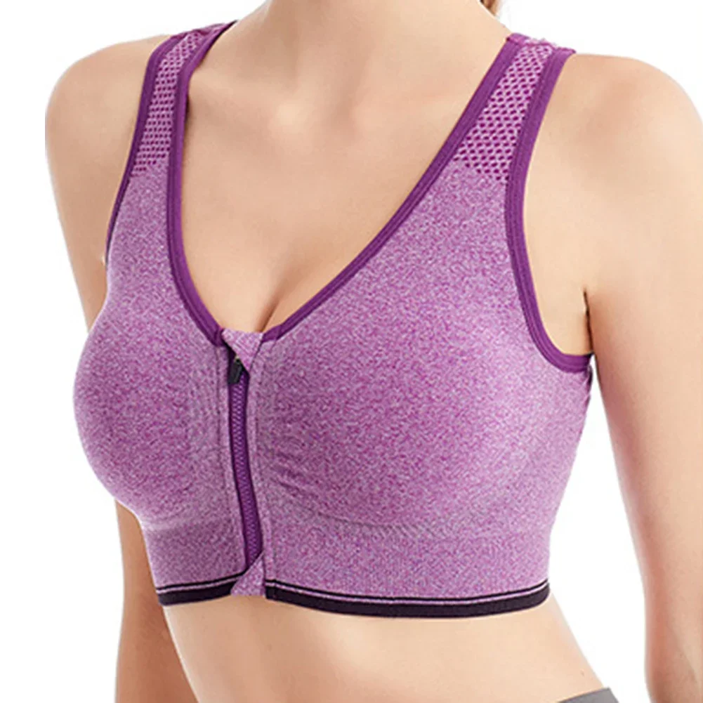 Soutien-gorge respirant antichoc sans couture pour femme, bralette zippée, soutien-gorge de sport, beauté au dos, vêtements de yoga, élasticité moyenne, S, 3XL