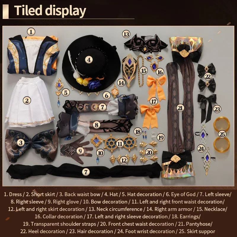 Navia Genshin Impact Costume Cosplay parrucca vestito uniforme stampa Rosula cappello Clorinde costumi di Halloween per le donne