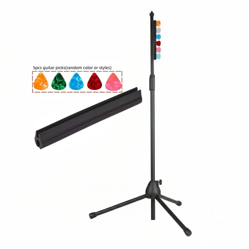 Halter für Gitarrenplektren für Mikrofonständer, Plektrenhalter für Mikrofonständer, kompatibel mit Rohren mit 16–19 mm Durchmesser, mit 5 Gitarrenplektren