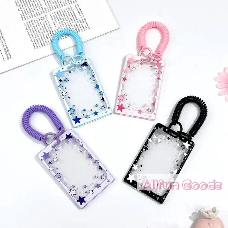 Star Sliding Cover Card Holder Transparent Portable ID Protector Kpop Photocard Photo Case Student School Card Bus Card Holder