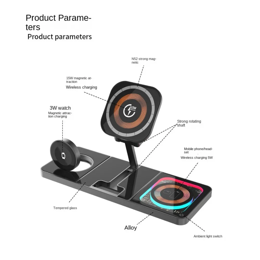 new wireless fast charging is suitable for Apple Watch magnetic phone holder Portable folding four-in-one wireless charging