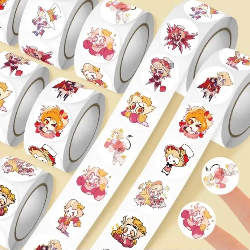 Autocollants circulaires de dessin animé pour enfants, 500 pièces/rouleau, pour journalisation, ordinateur portable, enveloppe, scrapbook, voiture, moto