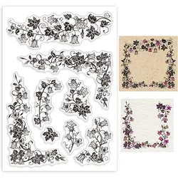 1Sheet Bellflower Vine Clear Stamps for Cards Making Bellflower Lace Clear Stamp Seals Transparent Stamps for DIY Scrapbooking