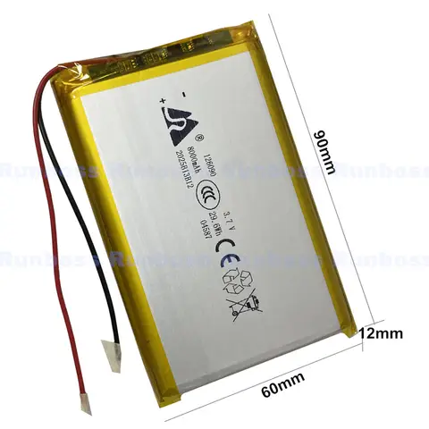 126090 8000mAh रिचार्जेबल लिथियम पॉलिमर बैटरी सेल 3.7V पावर बैंक ब्लूटूथ मोबाइल इमरजेंसी पावर चार्जिंग ट्रेजर के लिए 10 best sales 126090 बैटरी - №6