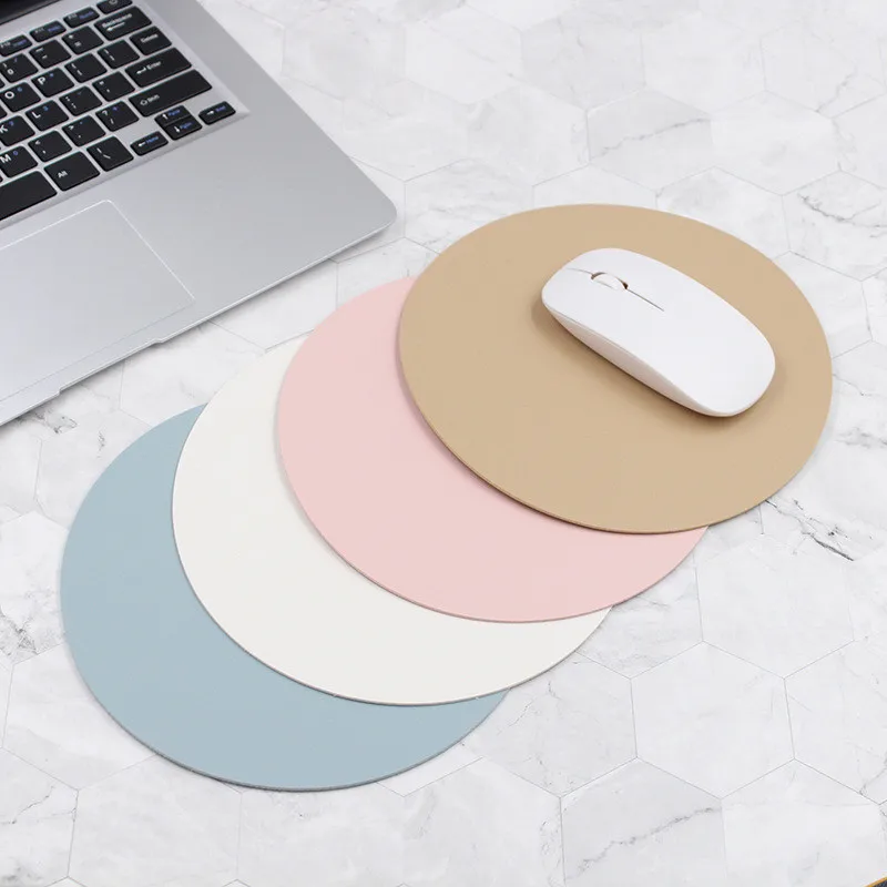 Round Mouse Pad Solid Color Premium Small Leather Mouse Pad Super Large Computer Table Mat Desk Pad Customization Office Mat