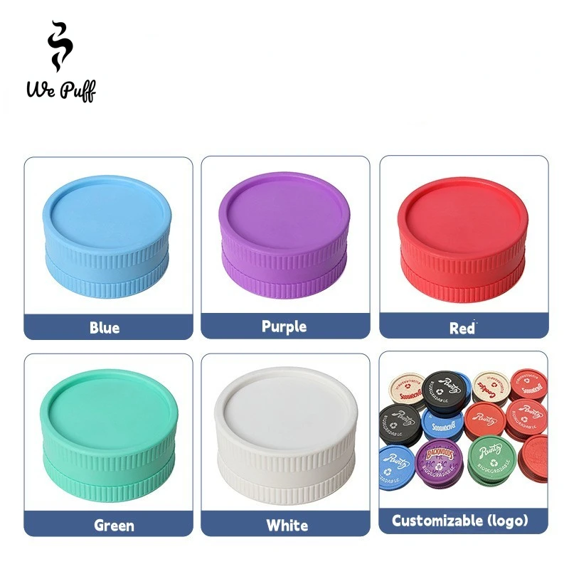 WE PUFF 55MM Herb Mills Tobacco Smoke Grinder 2-Layers Manual Crusher Degradable Plastic Kitchen Tools Smoking Accessories Gift